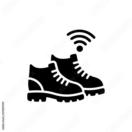 Black Icon Hiking Shoes with WiFi Signal, Minimal Design