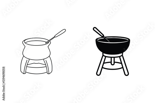 Fondue Pot Silhouette Graphics Cooking And Dining Illustration Design Element
