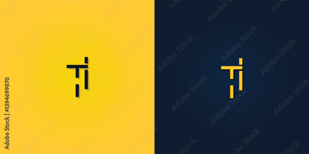 Obraz premium Minimalist Abstract Initial letter TI logo.