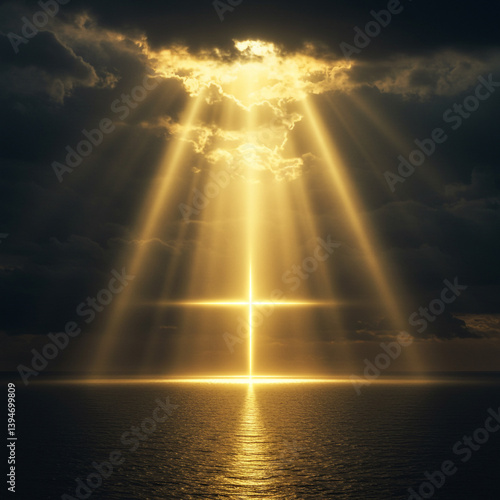 Multiple Light Beams Shinin...