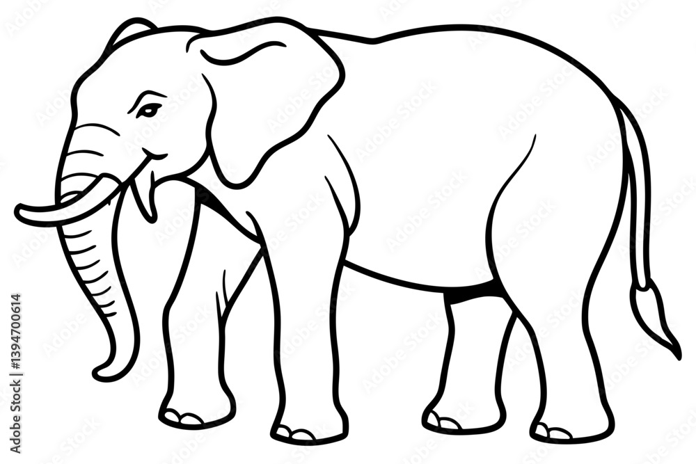 Obraz premium Minimalist Line Art Elephant Vector Design on White Background