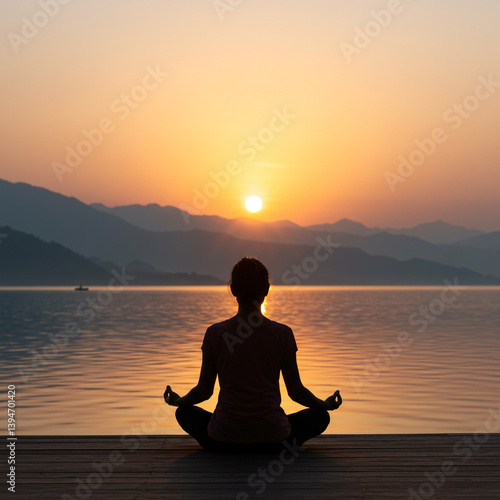 Solitary Meditator in Lotus...