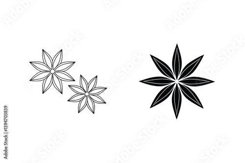 Anise Star Spice Vector Illustration Isolated On White Background