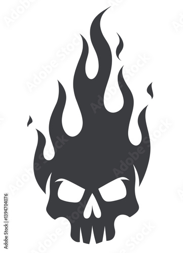 Burning Skull Silhouette: A dark, striking skull with flames erupting from its top, set against a stark, clean background. A powerful image of danger and intensity.
