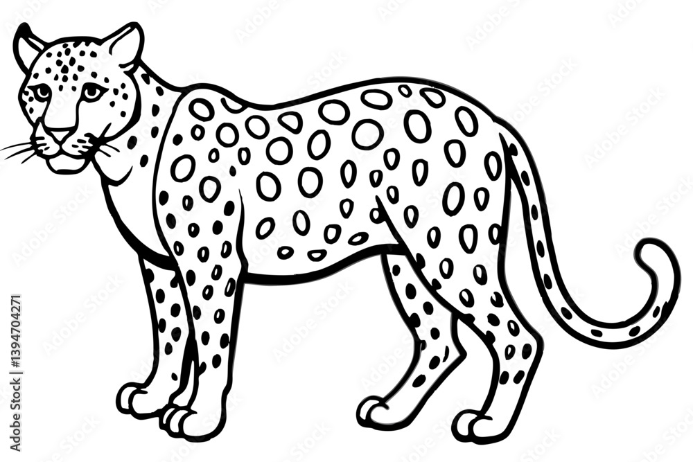 Fototapeta premium Minimalist Line Art Jaguar Vector Design on White Background
