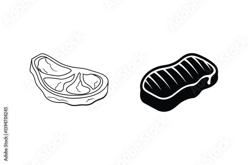 Grilled Steak Meat Cuts Food Illustration Butcher Shop Menu Icons