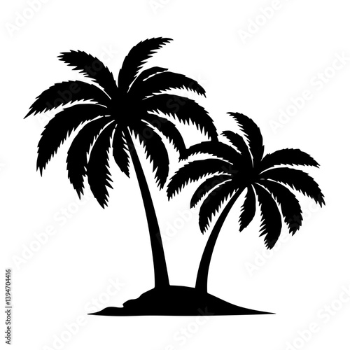 Palm Tree Island Silhouette: Tropical Art for Summer Vibes