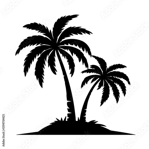 Tropical Palm Tree Silhouettes: Serene Island Paradise Art