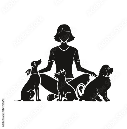 pet care, animal silhouette, dog lover, cat lover, pet vector, dog training, cat playing, animal rescue, pet adoption, dog silhouette, cat silhouette, horse silhouette, child with pet, pet icon, black