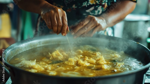 Cooking in a large pot