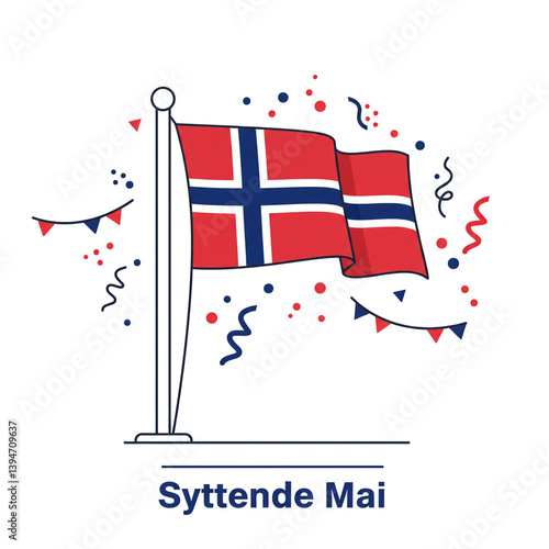 Norwegian Flag Waving with ...