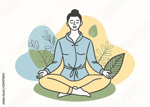 Woman Meditating in a Serene Setting. Finding Inner Peace and Tranquility