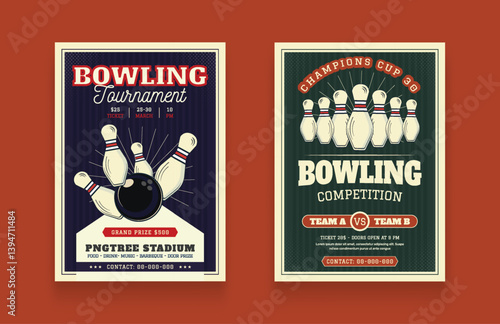 Bowling tournament poster or flyer design