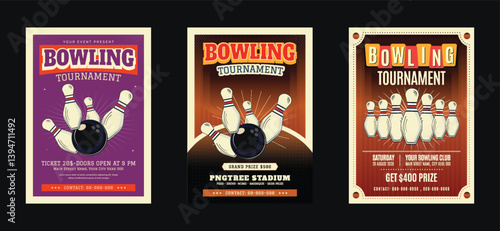 Bowling championship sports tournament flyer template