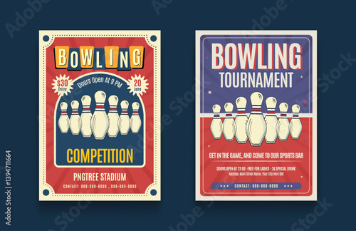 Bowling championship sports tournament flyer template