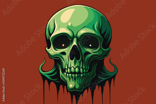 Green Skull Illustration. A Dark and Haunting Artwork