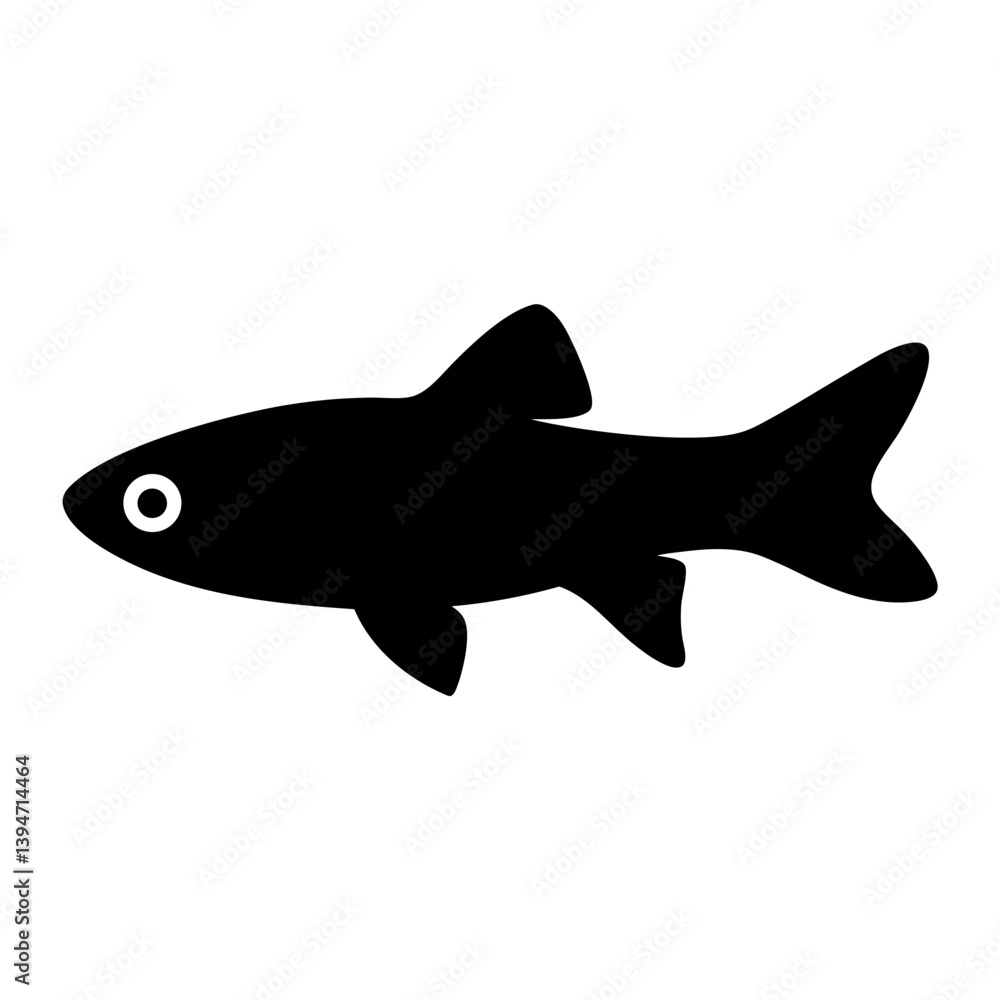 Black Silhouetted Fish Illustration Simple Aquatic Animal Icon Black Silhouetted Fish Illustration Simple Aquatic Animal Icon