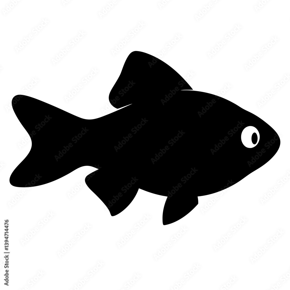 A Simple Black Silhouette of a Small Fish Illustration A Simple Black Silhouette of a Small Fish Illustration