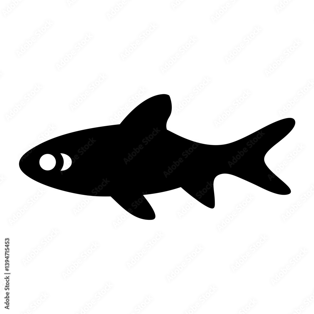 Fototapeta premium Simple Black Silhouette of a Small Fish Icon Illustration Graphic