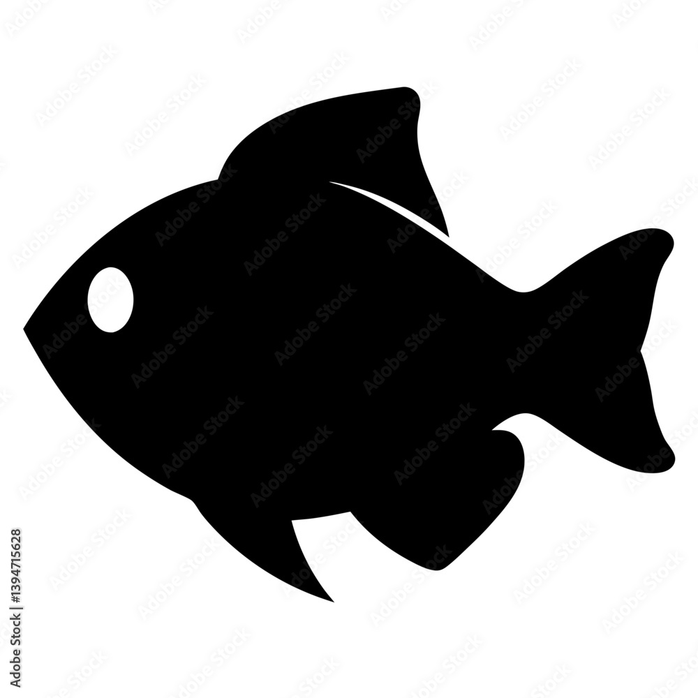 Simple Black Silhouette of a Fish Icon for Design Projects and Presentations Simple Black Silhouette of a Fish Icon for Design Projects and Presentations