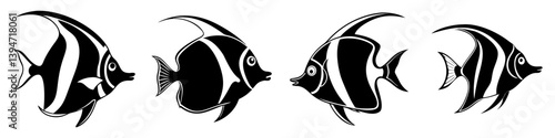 moorish idol icon, moorish idol silhouette vector illustration-simple silhouette illustration of moorish idol, perfect for moorish idol logos and icons