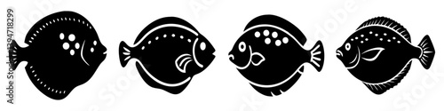 flounder icon, flounder silhouette vector illustration-simple silhouette illustration of flounder, perfect for flounder logos and icons