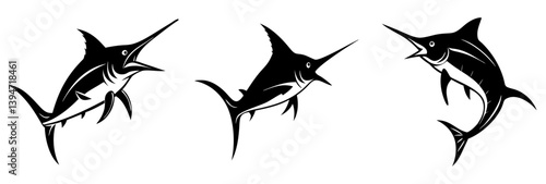 blue marlin icon, blue marlin silhouette vector illustration-simple silhouette illustration of blue marlin, perfect for blue marlin logos and icons