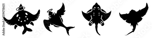 angel shark icon, angel shark silhouette vector illustration-simple silhouette illustration of angel shark, perfect for angel shark logos and icons