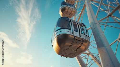 Obraz na płótnie Ferris wheel and blue sky w salonie