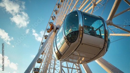 Obraz na płótnie Ferris wheel and blue sky w salonie