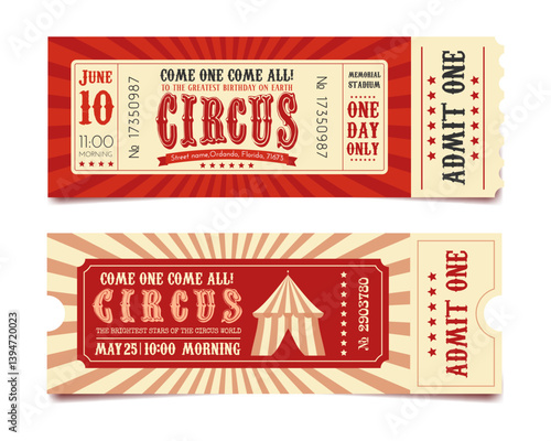 vintage red retro circus ticket, circus pass