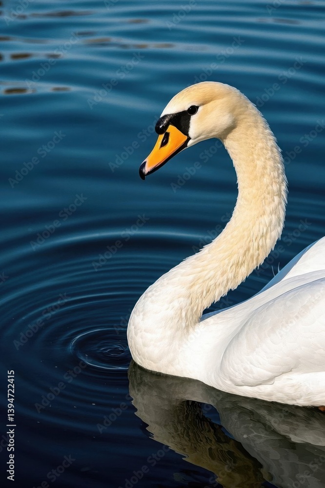 Obraz premium araffe swan in the water with its head above the water