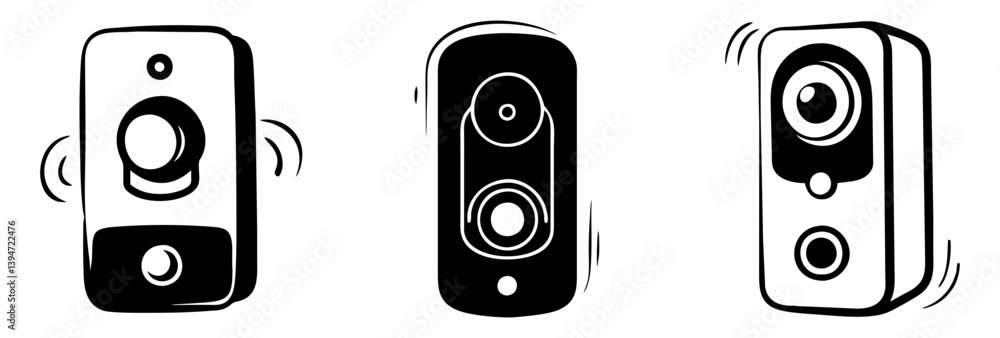 doorbell camera icon, doorbell camera silhouette vector illustration-simple silhouette illustration of doorbell camera, perfect for doorbell camera logos and icons doorbell camera icon, doorbell camera silhouette vector illustration-simple silhouette illustration of doorbell camera, perfect for doorbell camera logos and icons