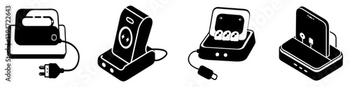 charging dock icon, charging dock silhouette vector illustration-simple silhouette illustration of charging dock, perfect for charging dock logos and icons