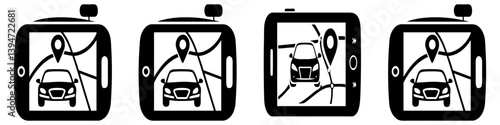car gps navigator icon, car gps navigator silhouette vector illustration-simple silhouette illustration of car gps navigator, perfect for car gps navigator logos and icons