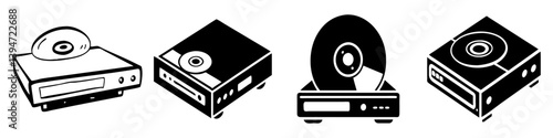 cd dvd player icon, cd dvd player silhouette vector illustration-simple silhouette illustration of cd dvd player, perfect for cd dvd player logos and icons