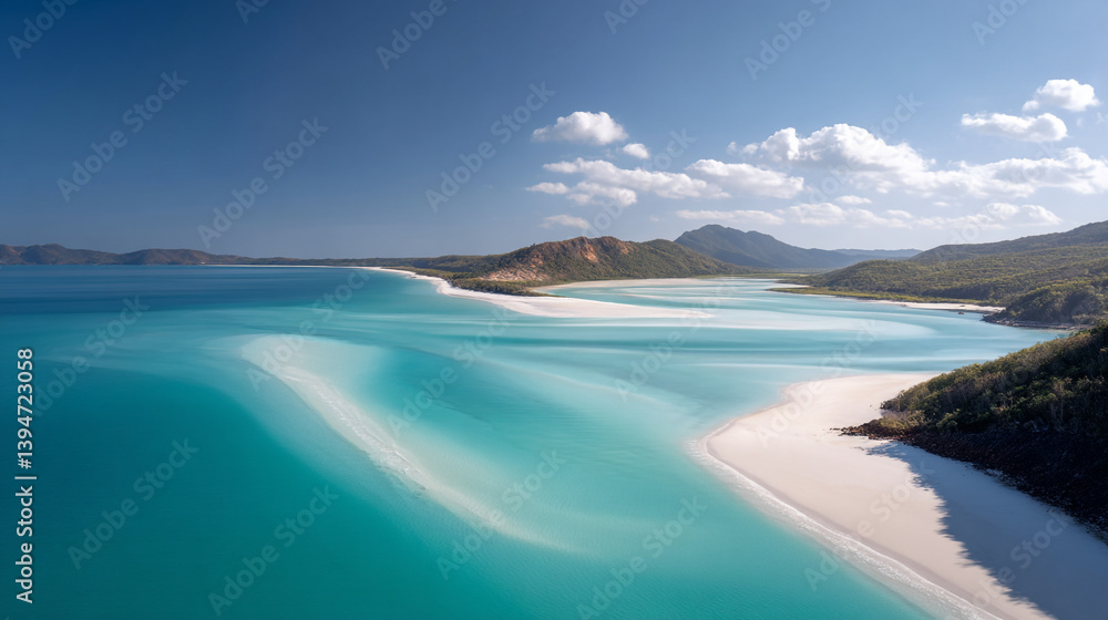 Aerial view of whitehaven beach australia queensland whitsunday islands turquoise ocean travel destination Aerial view of whitehaven beach australia queensland whitsunday islands turquoise ocean travel destination