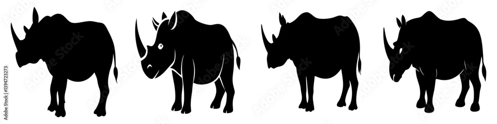 Fototapeta premium rhino icon, rhino silhouette vector illustration-simple silhouette illustration of rhino, perfect for rhino logos and icons