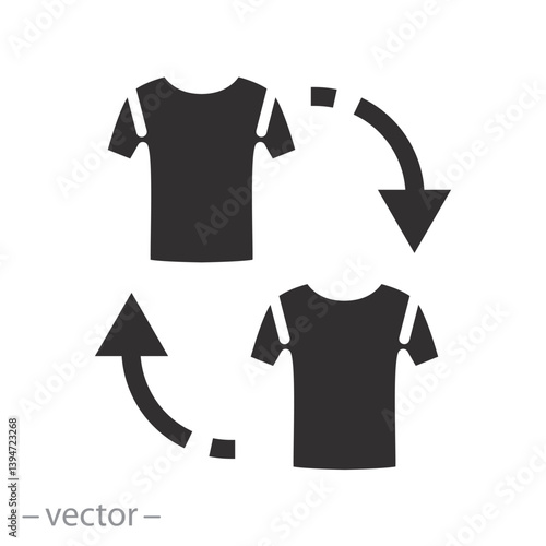replace or exchange human in game, player transfer icon, replace or exchange, sport, t-shirt and arrow, flat vector illustration