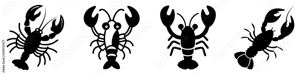 lobster icon, lobster silhouette vector illustration-simple silhouette illustration of lobster, perfect for lobster logos and icons lobster icon, lobster silhouette vector illustration-simple silhouette illustration of lobster, perfect for lobster logos and icons