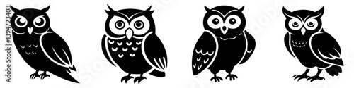 owl icon, owl silhouette vector illustration-simple silhouette illustration of owl, perfect for owl logos and icons