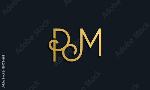 Luxury fashion initial letter PM logo.