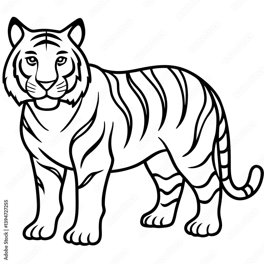 Minimalist Tiger Vector Design with Line Art on White Background Minimalist Tiger Vector Design with Line Art on White Background