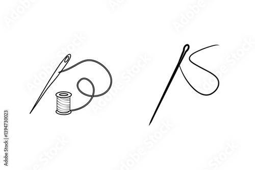 Illustration Of A Sewing Needle And Thread Spool On A White Background