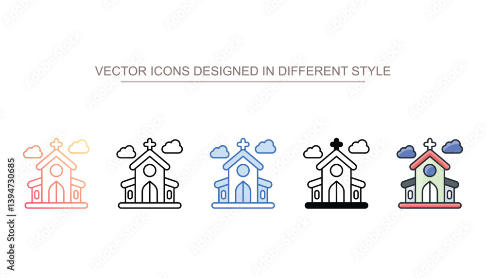 Church icon design with white background stock illustration
