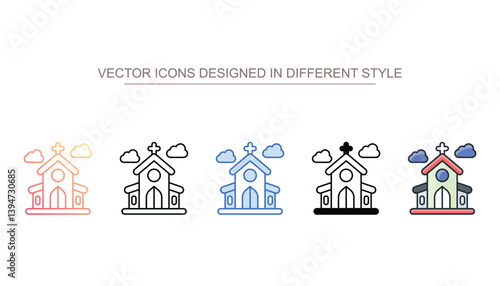Church icon design with white background stock illustration