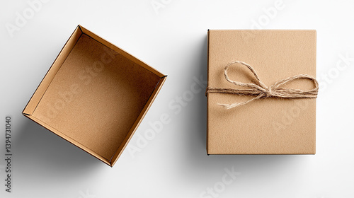 Realistic Kraft paper box mock up on white background ai generated