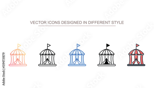 Circus Tent icon design with white background stock illustration