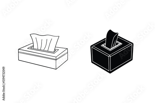 Tissue Box Vector Icons Black And White Outline Minimalist Style Design
