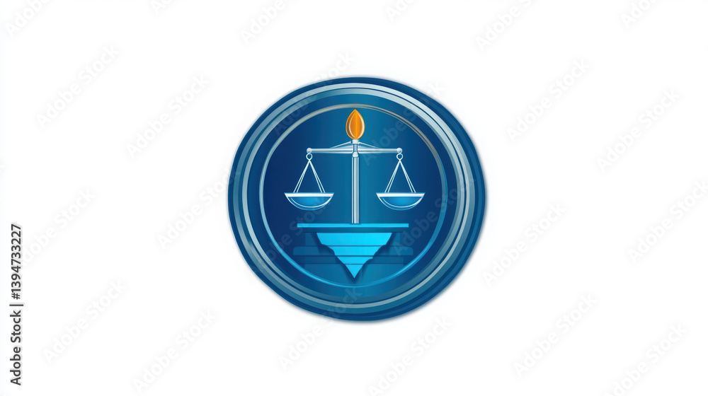 Legal symbol featuring scales of justice and flame, representing balance and integrity in law. This emblem conveys sense of trust and professionalism in legal matters Legal symbol featuring scales of justice and flame, representing balance and integrity in law. This emblem conveys sense of trust and professionalism in legal matters